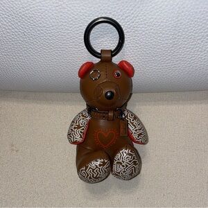 Coach Keith Haring Graffiti Brown Leather Bear Keychain